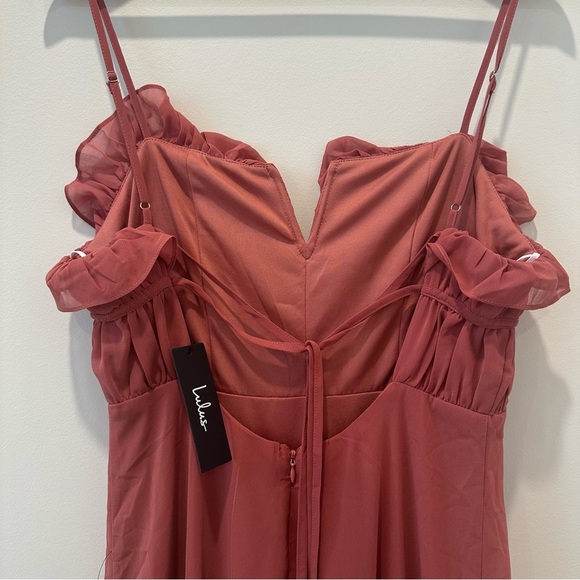 Lulus Exemplary Beauty Rusty Rose Sleeveless Tie Back Maxi Dress Wedding Guest - Picture 11 of 13